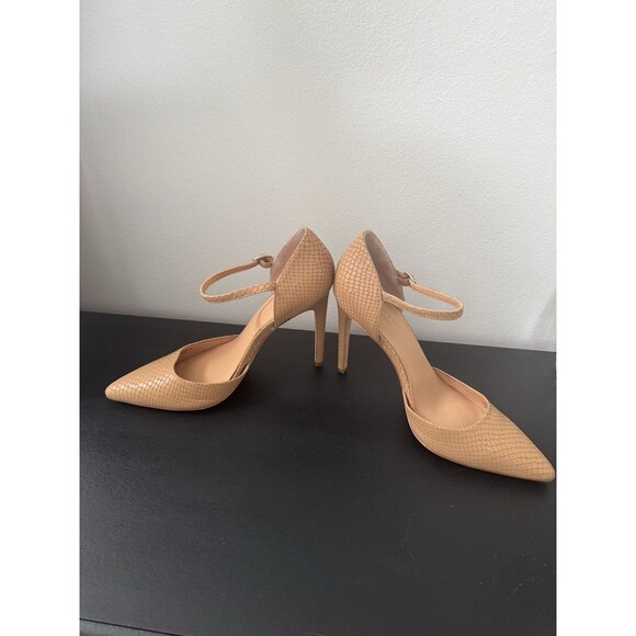 Halston Heritage Women’s Cream Tan Snake Print Stilleto Heels Size 8.5 - Picture 5 of 8